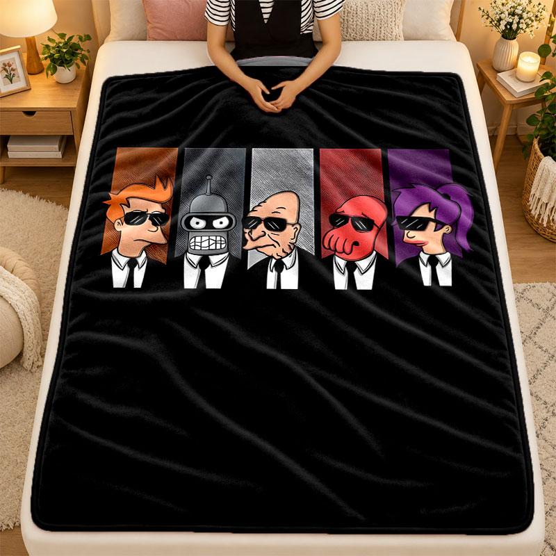 Flannel BlanketFuturama Warm Soft Throw Blanket for Indoor Sofa Bed Living Room Use