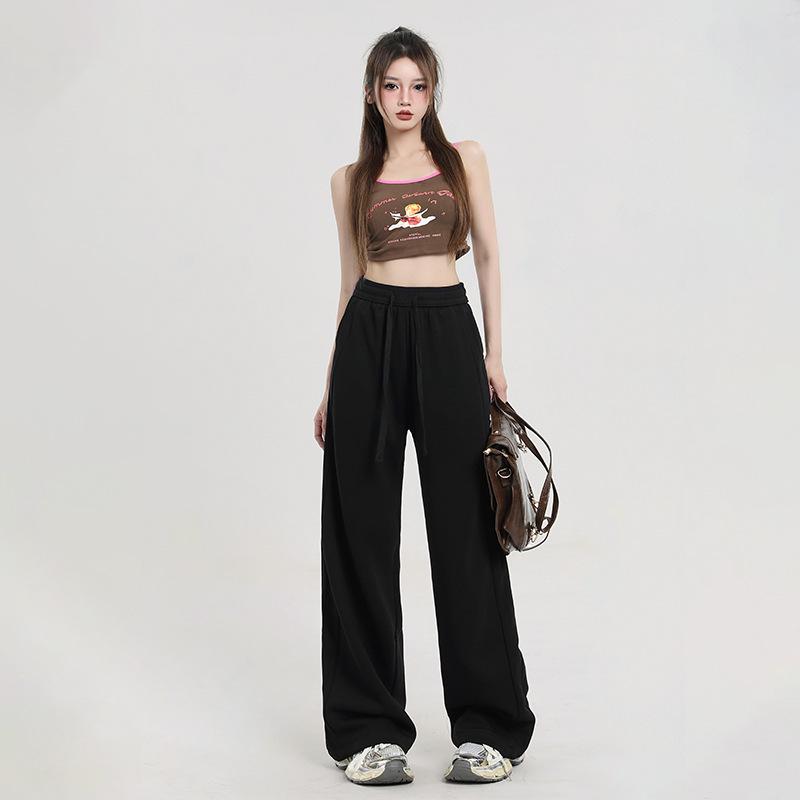 

Женские брюки весна-лето 2025 с широкими штанинами и высокой талией на завязках - 3 варианта цвета Extra Small