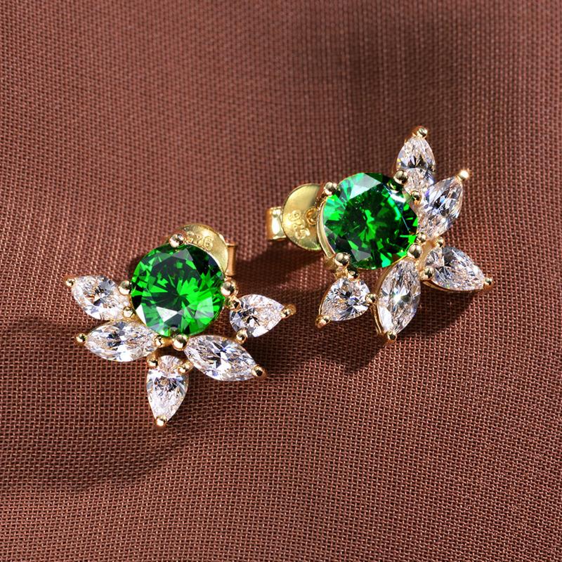 Gica Gema Emerald Earrings With High Carbon Diamond 925 Sterling Silver Unique Design Romantic Fine Earrings Jewelry Wedding Party Gifts New Trend