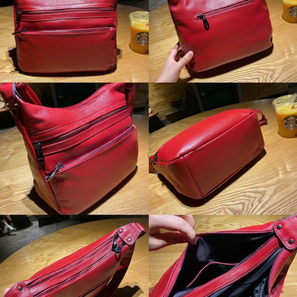 Cowhide Shoulder Women's Bag, Large-capacity Messenger Tote Bag, Women's, Fashionable and Simple Shopping Bag, Multi-compartment.