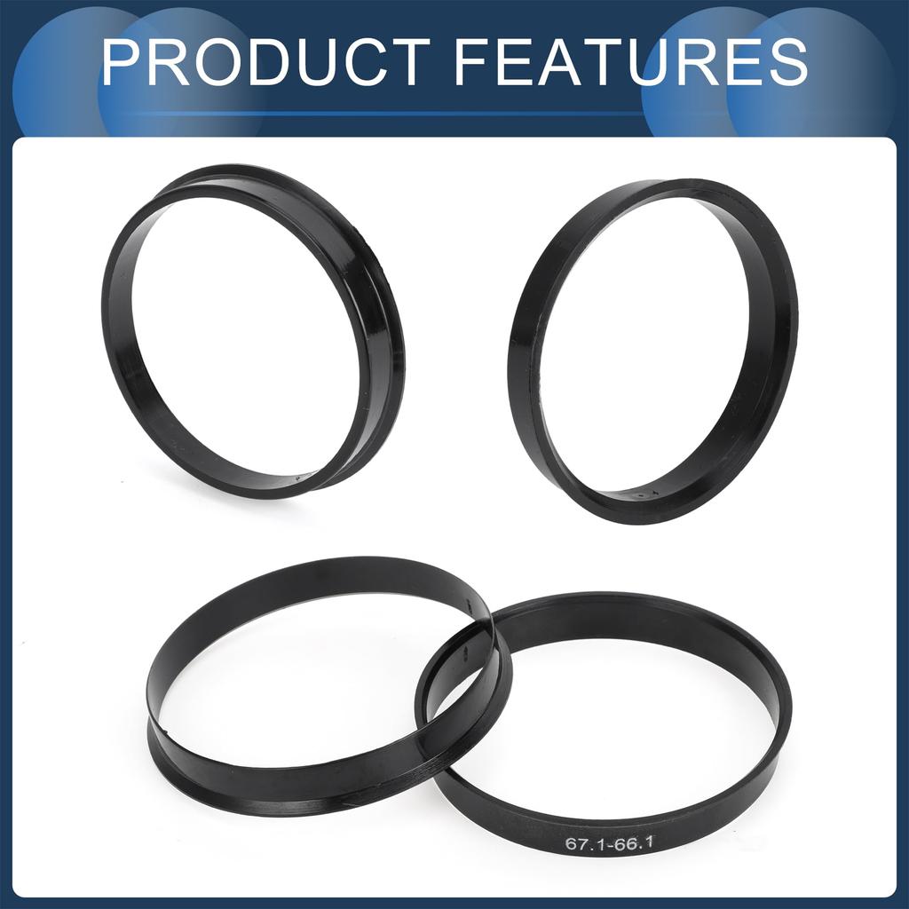 INFINAUTO Hub Centric Ring 66.1mm Inner Diameter 67.1mm OD Car Wheel Hub Ring ABS Plastic Black 4pcs
