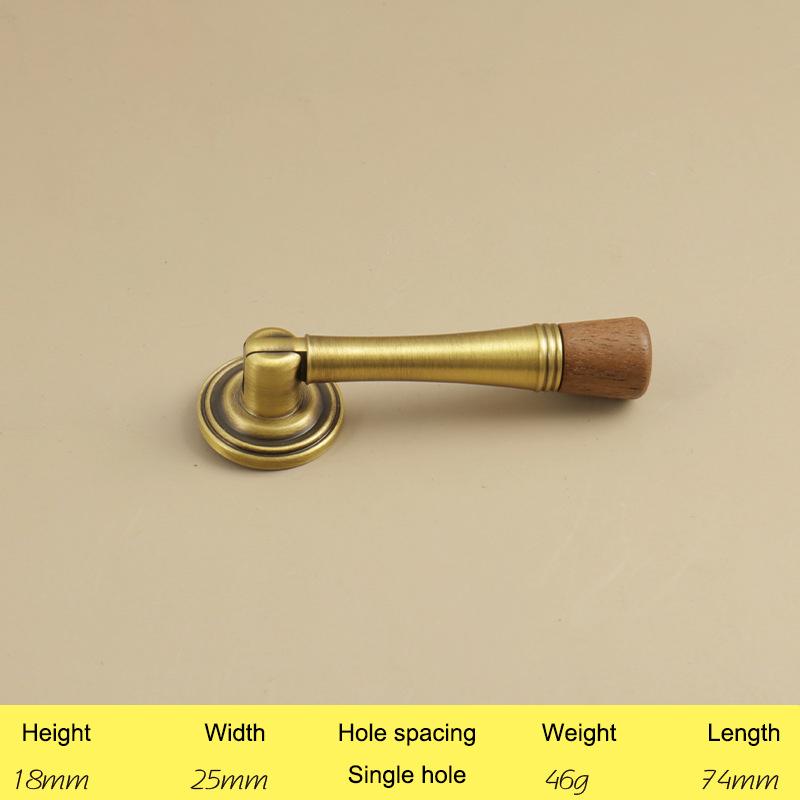 Vintage Look Nordic Cabinet Door Handle in Walnut and Brass for Clothing Storage