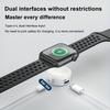 Portable Magnetic Watch Wireless Charger With Keychain For Apple Watch 10 9 8 7 6 5 4 Ultra2 SE Type C L Dual Door Charging Port