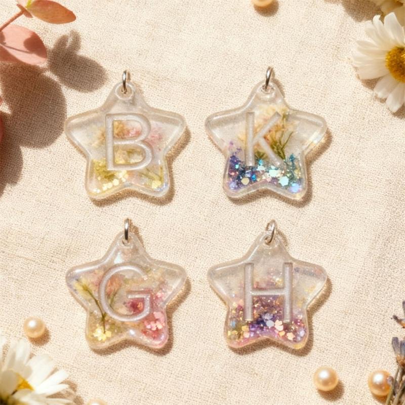 Reusable Silicone Jewelry Mold with Letter Star Shape Handmade Pendant Moulds for Making Charm Pendants Crafting