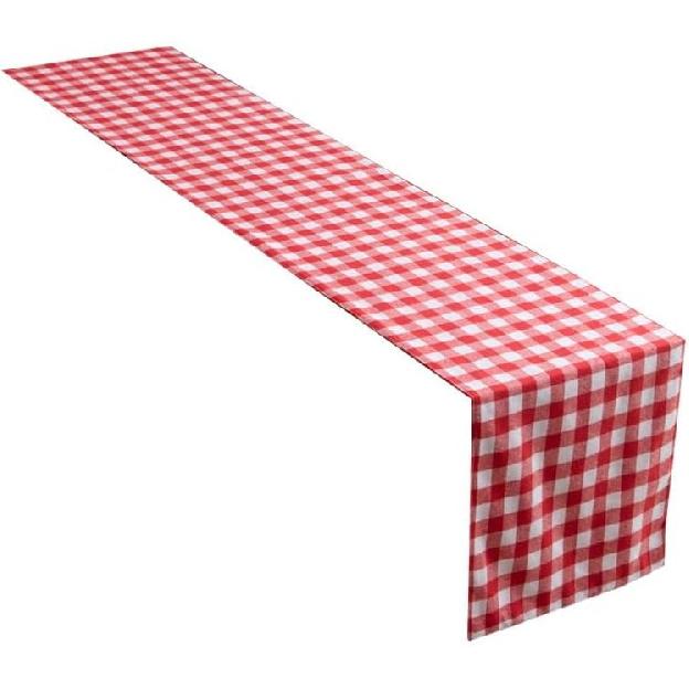 Home Linen Gingham Check Table Runner Cotton&Line Red Burgundy Checkered Table Runner Kitchen Dining Table Decoration Cover Perfect for Home Kitchen