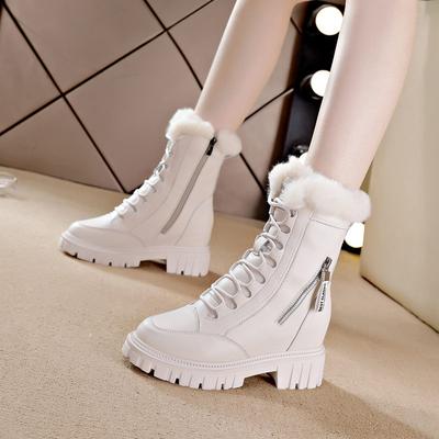 Inner Heightening Snow Boots Women's Thick-soled Casual Medium Boots Fleece Thermal Cotton Boots