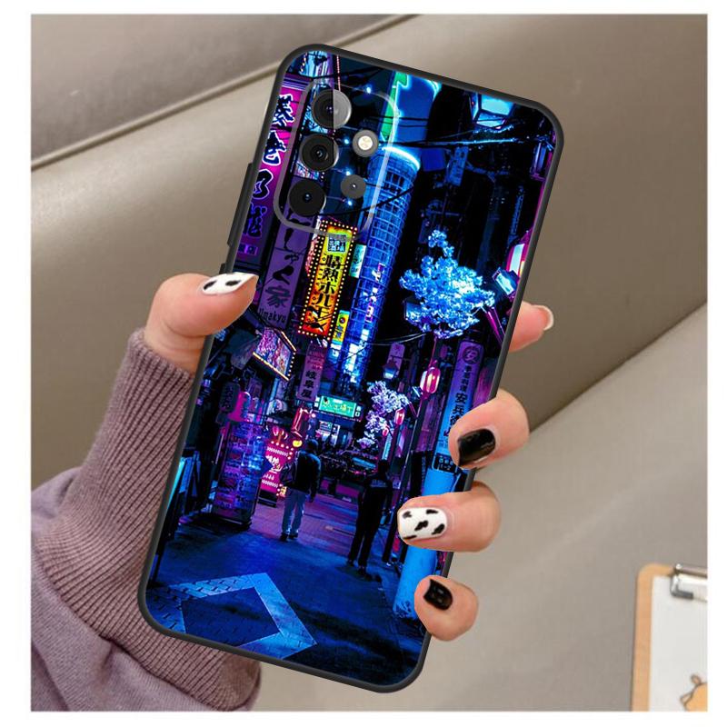 Japanese Night City Aesthetic Case For Samsung Galaxy A54 A34 A24 A14 A53 A33 A23 A13 A52 A32 A22 A12 A71 A51 A15 A25