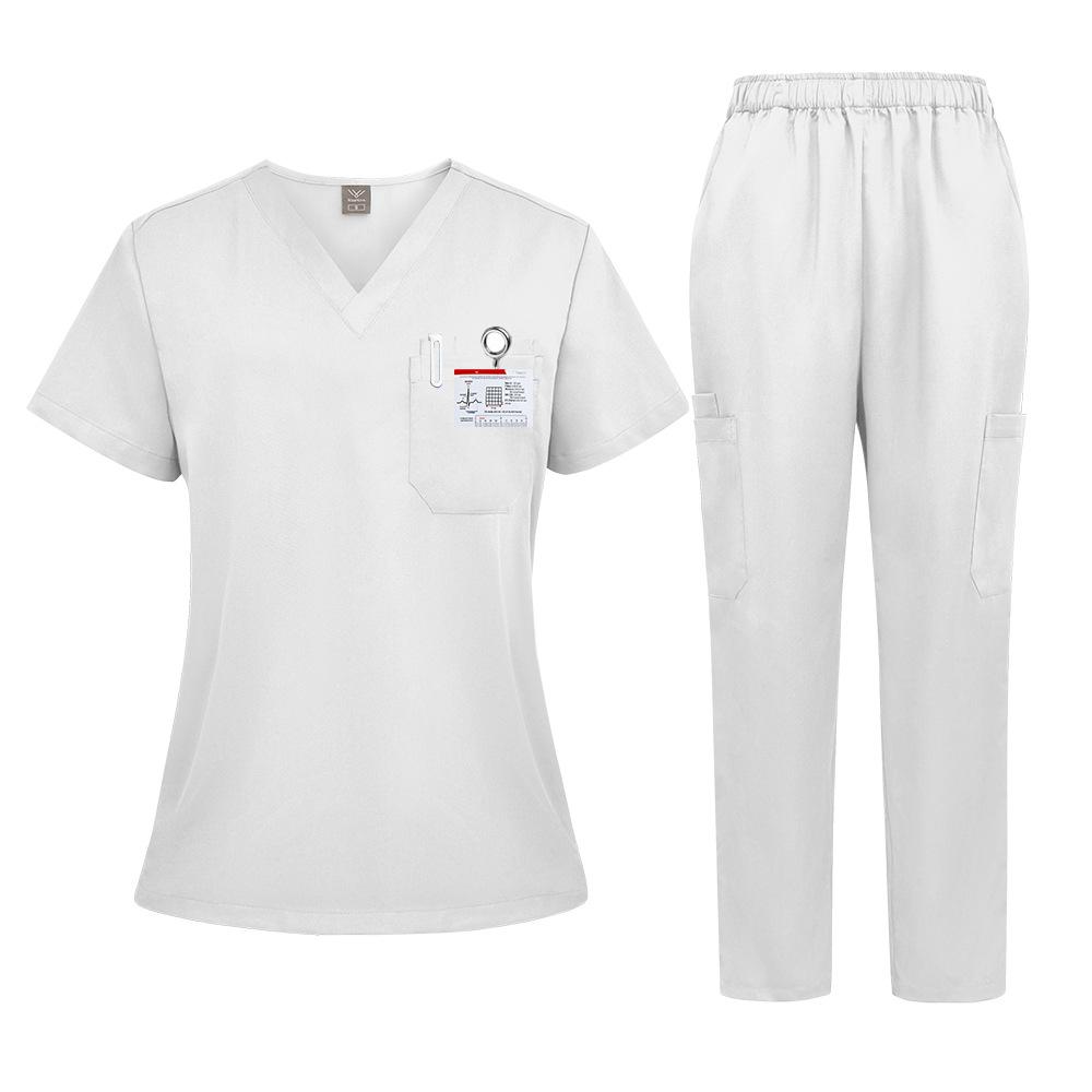 3Xl Men'S And Women'S Casual Loose Large Size Wind Hand Washing Clothes Doctor Nurse Clothes Work Clothes Solid Color Set Short Sleeves