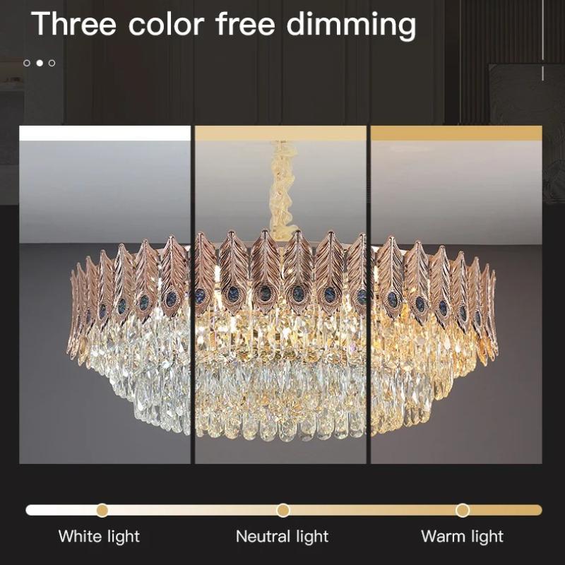 Light Luxury Style Crystal Chandelier, Post-modernist, Simple, for Living Room, Villa, European Bedroom, Restaurant, Crystal Lamps