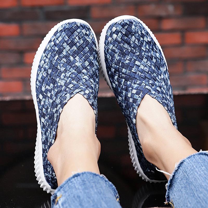 Summer Women Lightweight Slip on Sneakers Casual Plus Size Flats Loafers Soft Beach Walking Sports Shoes