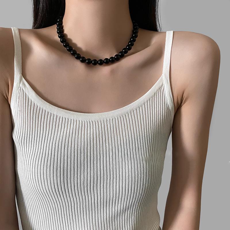 2026 New Design Gothic Girl's Sexy Black Pearl Beaded Necklace For Women's Trendy Jewelry Unusual Clavicle Chain Accessories