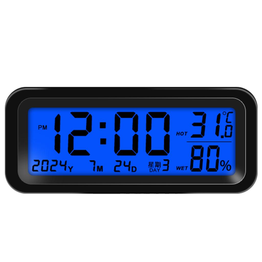 Small Digital Car Dashboard Clock Solar Powered & Rechargeable Clear LCD Time Display Watch Stick On Car Clock