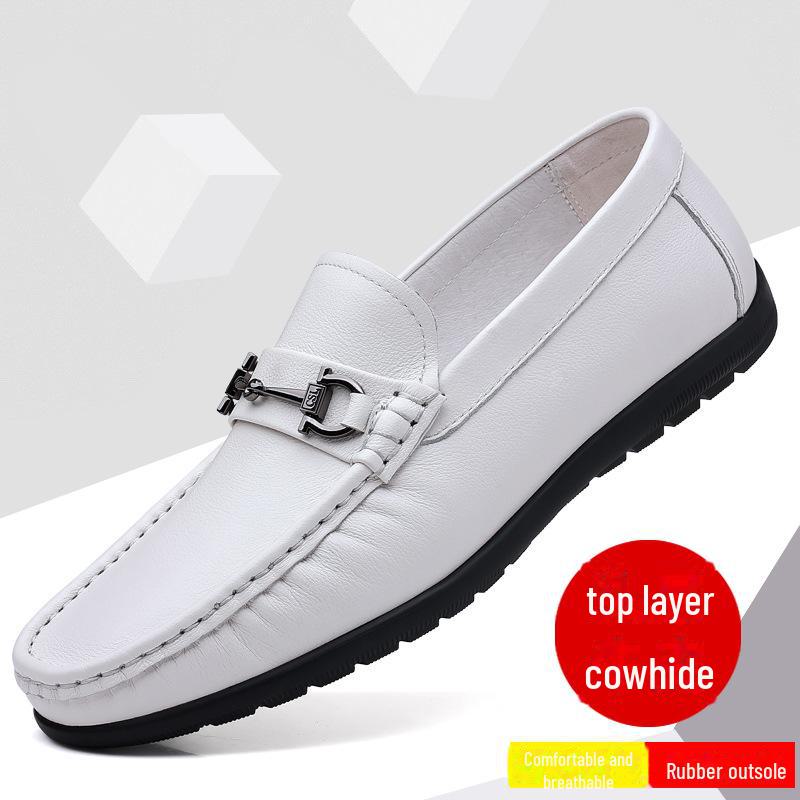 

Мужские мокасины из натуральной кожи без застежек: Мягкая, дышащая, летняя повседневная деловая обувь 40