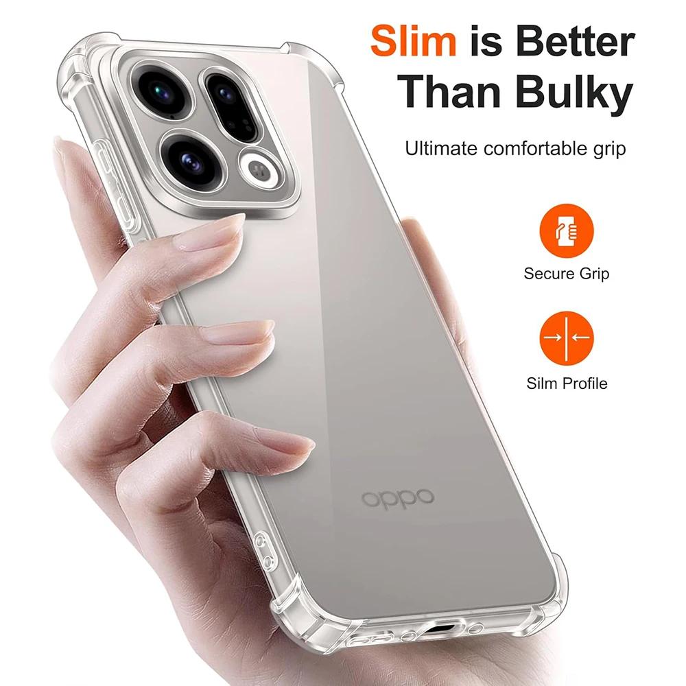 TPU Transparent Case For OPPO Find X9 Pro Reno 1 Pro Protective Cover Four Corners Shockproof Bumper Coque Fundas