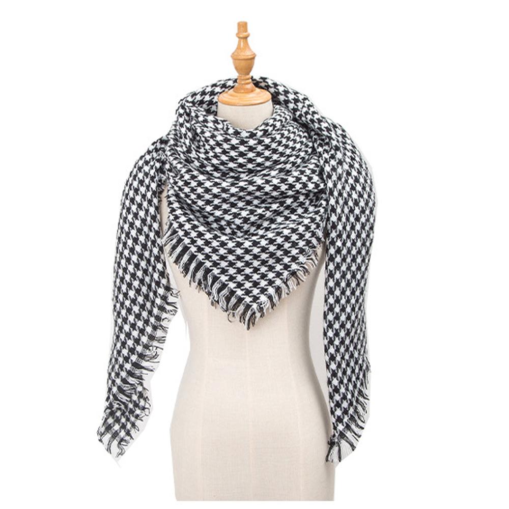 Spring Autumn Winter Warm Shawl Women's Imitation Cashmere Black White Houndstooth Square Scarf