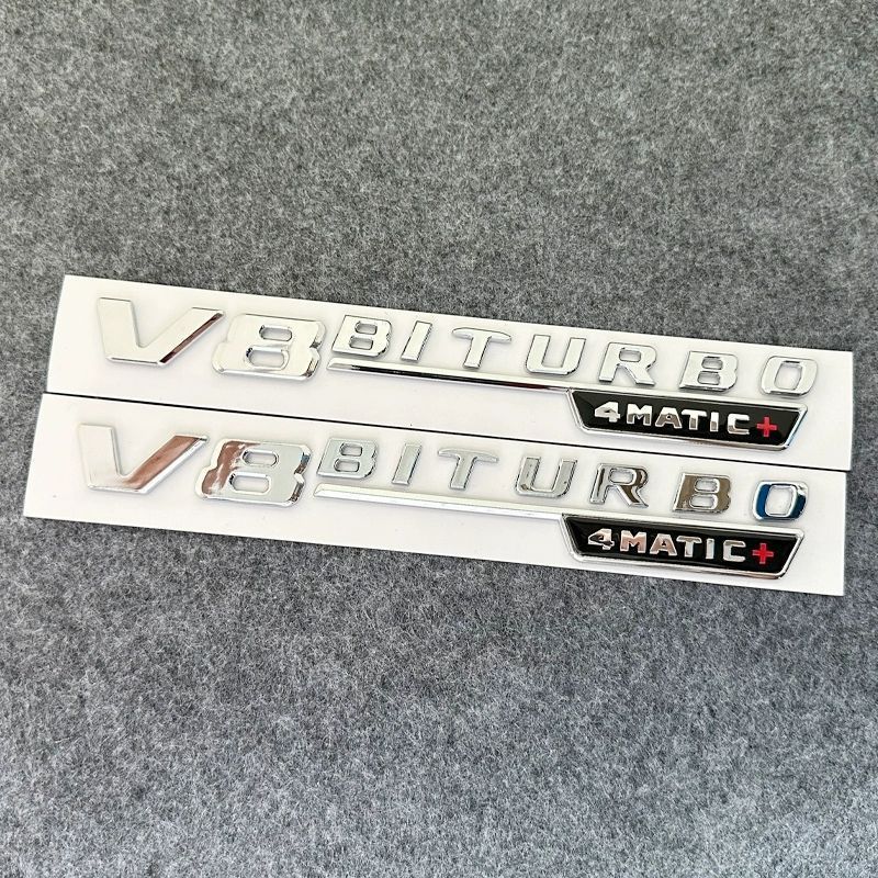 2Pcs V8 Biturbo 4matic Car Fender Side Emblem Logo Badge For C63S W205 E63S W213 S63 W222 GLC63S X253 GLE63S W167 AMG Accessories