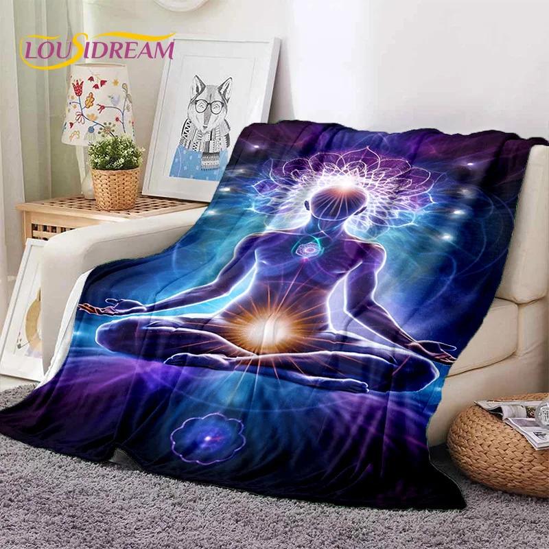 3D Yoga Meditation Rainbow 7 Chakra HD Soft Flannel Blankets,Throw Blanket Comfortable Blanket for Picnic Beds Home Bedroom Gift