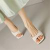 Fashion 2024 Summer Sandals Simple Open Toe Sandals Thin Heel Women Sandals Split Leather Square Toe Shoes for Women High Heels Handmade