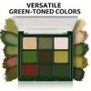 9 Color Christmas Cat'S Eye Stone Green Eyeshadow Palette Multi Purpose Green Tones, Including Matte and Pearlescent Textures, with High Color Payoff.
