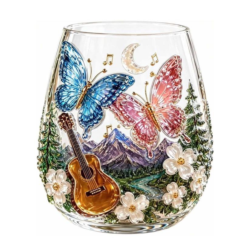 Bicchiere da Whisky Nuovo Vetro Stile Bouquet di Fiori Artigianato in Vetro Bicchiere da Whisky