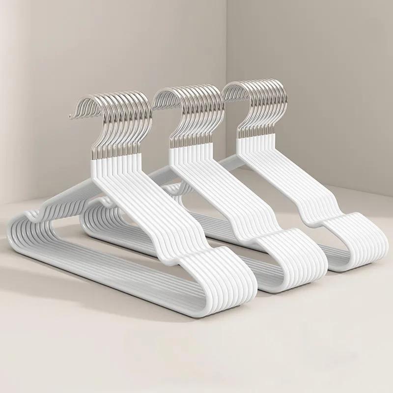 10pcs Metal Traceless Non-slip Clothes Hangers Durable Strong Anti-slip Clothes Racks Household Space Saver Organization Bedroom