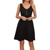 Spring/Summer Women's Sleeveless Button Vest Dress with Double Pockets - Solid Color, Loose Fit