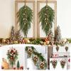 Artificial Pine Branches Fake Plants for Outdoors Garden Porch Hanging Decor Faux Green Plants Christmas Home Decoration