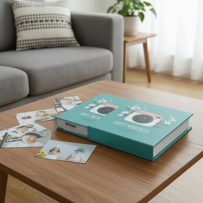 Praktiskt 6-tums fotoalbum Stor kapacitet 200 fickor Fotokortshållare Förtjockat tecknat mönster Familjefotoalbum Jubileum