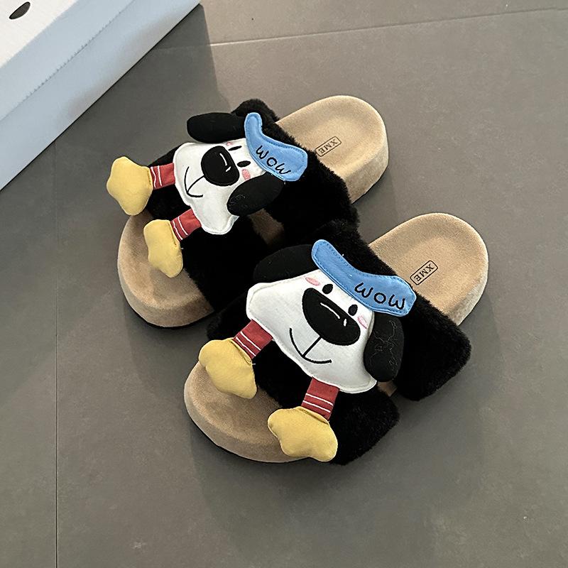 

Замшевые мультяшные тапочки с толстой подошвой и собачкой Пача, женские осенне-зимние милые милые милые теплые и плюшевые повседневные пушистые тапочки 35