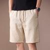 Hochwertige amerikanische Retro-Kontrastfarbe vertikale Streifen Leinen-Baumwollmischung lässige Shorts Herren Sommer dünn trendige Fünf-Punkt-Hose