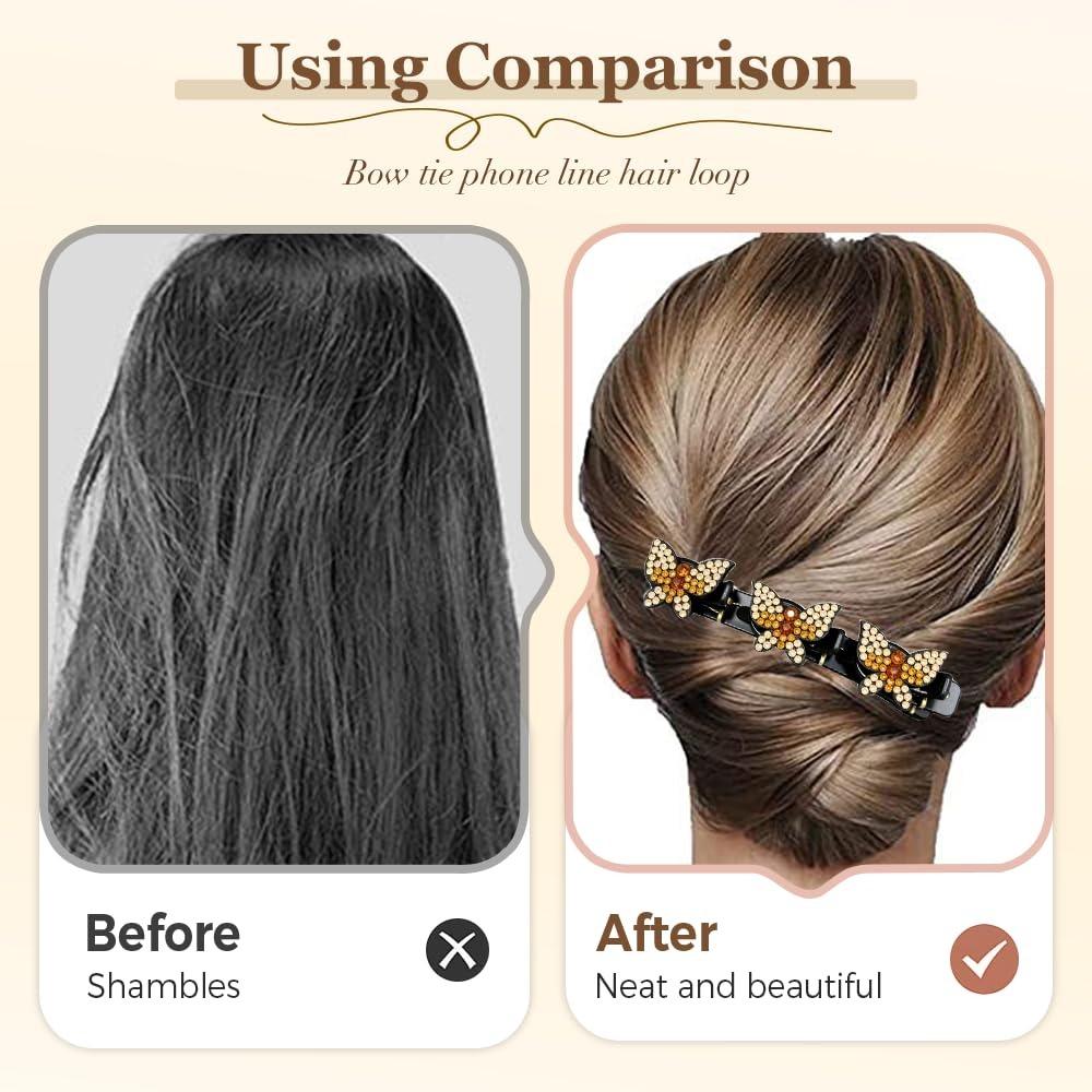 Sparkling crystal woven hair clip, 2025 new rhinestone woven hair clip, suitable for women and girls, sparkling crystal butterfly hair clip.