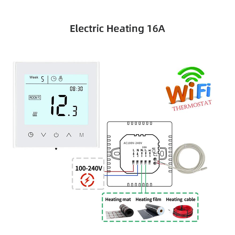 

MINCO HEAT MK100 Smart Tuya WiFi теплый пол термостат для электрического отопления регулятор температуры газовый котел водонагреватель