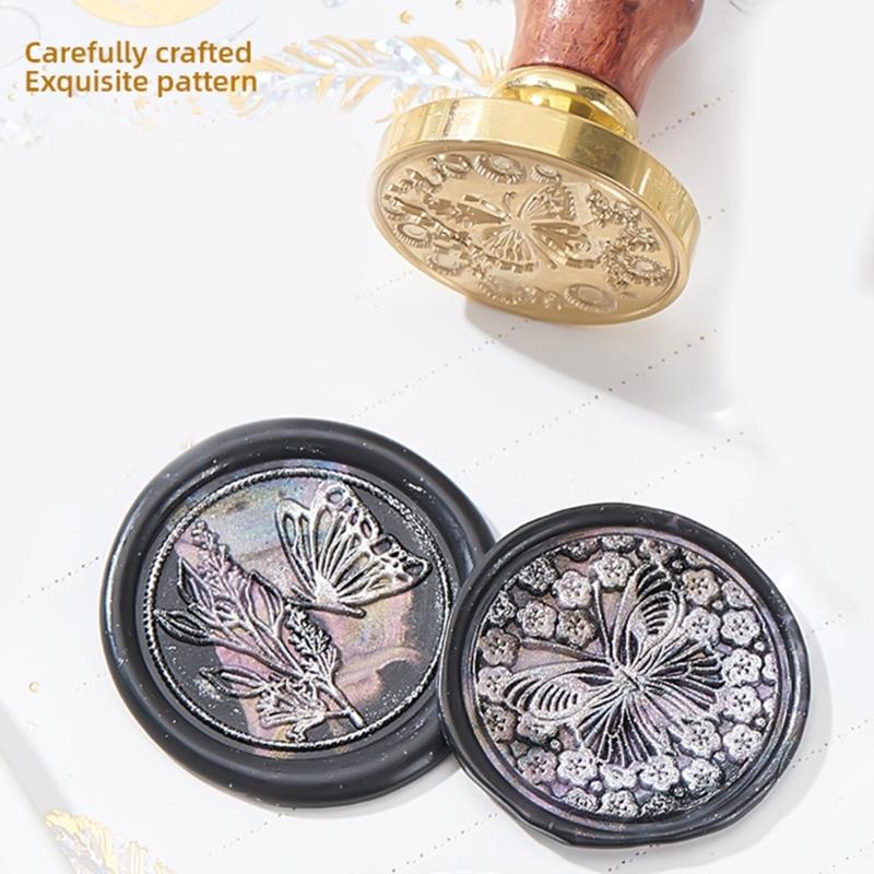 Wachssiegelstempel Messing Schmetterling Serie Siegelwachsstempel für Umschlag Hochzeitseinladungskarte Scrapbooking Dekorationen