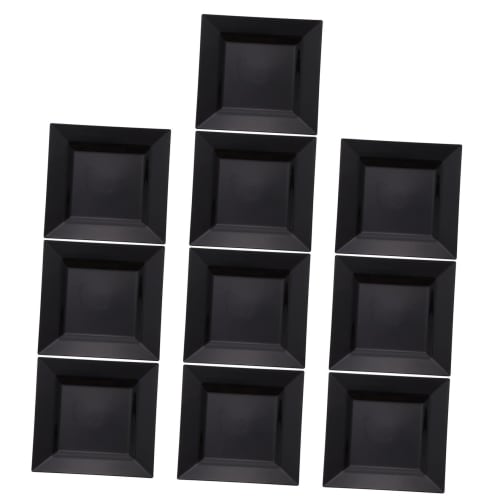 SEWOART Plastic Disposable Plates, 10-Pack, Black, for Camping, BBQs, Food Serving, Individual Trays, Dinner Parties, and Home Use (Styles Unspecified