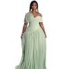 2026 Elegant One-Shoulder Pleated Waist-Cinched Lace-Up Long Sleeve Dress for Women
