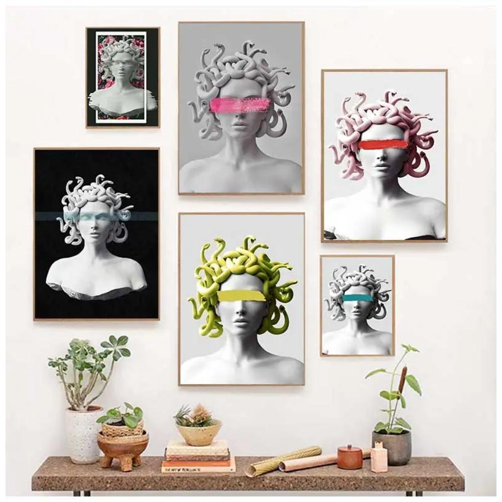 Poster Artistico Medusa di Smeraldo Creature Mitologiche Stampe per Pareti Pittura su Tela Mitologia Greca Moderna per Galleria Decorazioni per la Casa