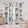 2D flat printing 2pcs Window Curtains Black Bow Durable Polyester Without Electricity Family Party for Classroom Office