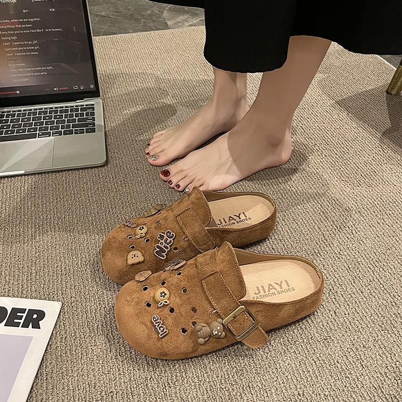 

Крокси на товстій підошві, шльопанці з відкидною п ятою, весняне взуття, одноногі шльопанці на плоскій підошві 35 темно-коричневого кольору