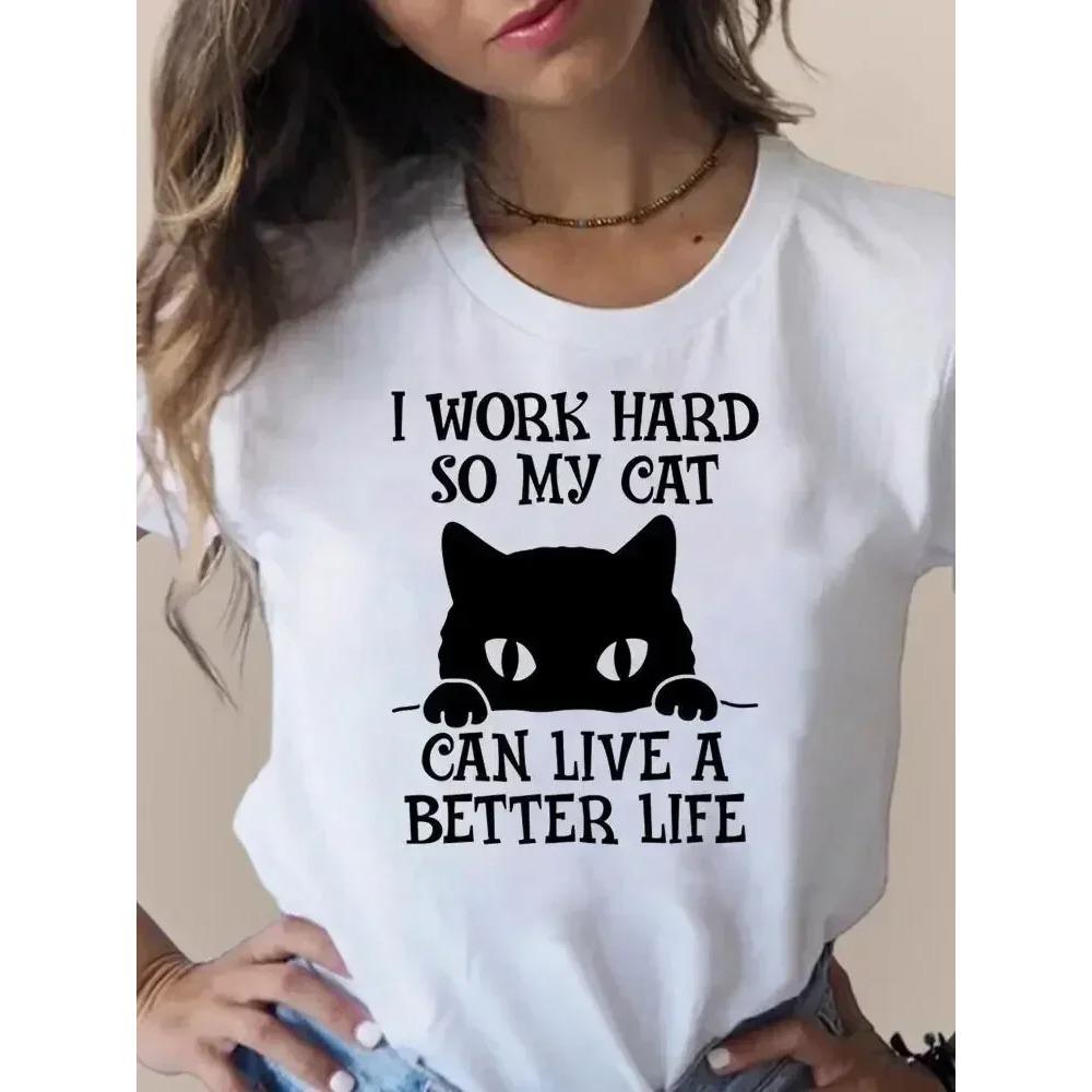 Camisetas con estampado gráfico de aniUnisexs para mujer ropa de moda con estampado de aniUnisexs ropa de Unisexga con gato