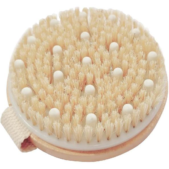 Bamboo Dry Body Brush Shower Brushing Removes Dry Skin with Massage Nodes Exfoliating Bath Brushes Body Scrubber