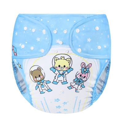 LittleForBig Adult Diaper Cover with Cute "Baby Spaceman" Design, Adjustable Waist and Length, Snaps, Leak-Proof, Breathable, Washable