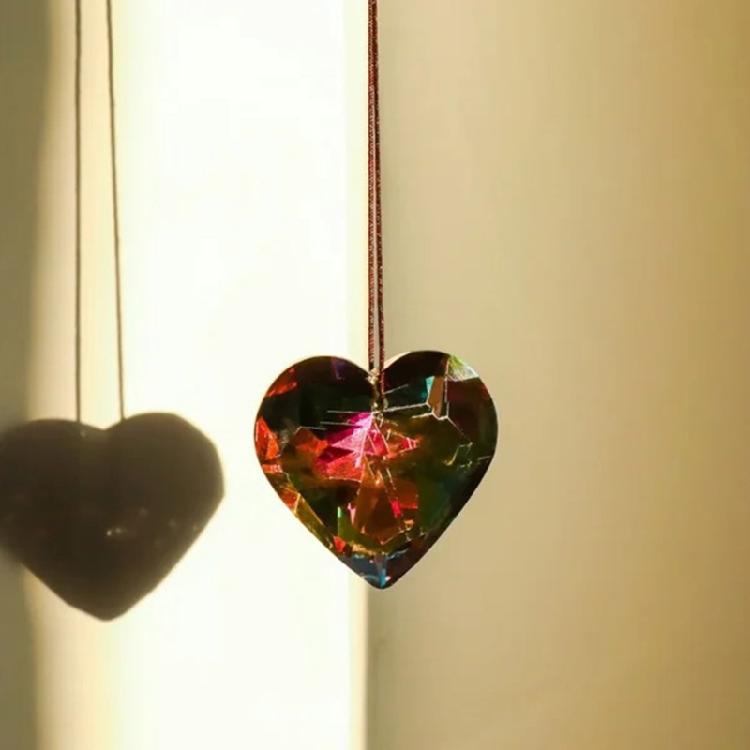 Crystal Heart-shaped Prism Crafts Window Door Ornaments Chandelier Rope Pendant