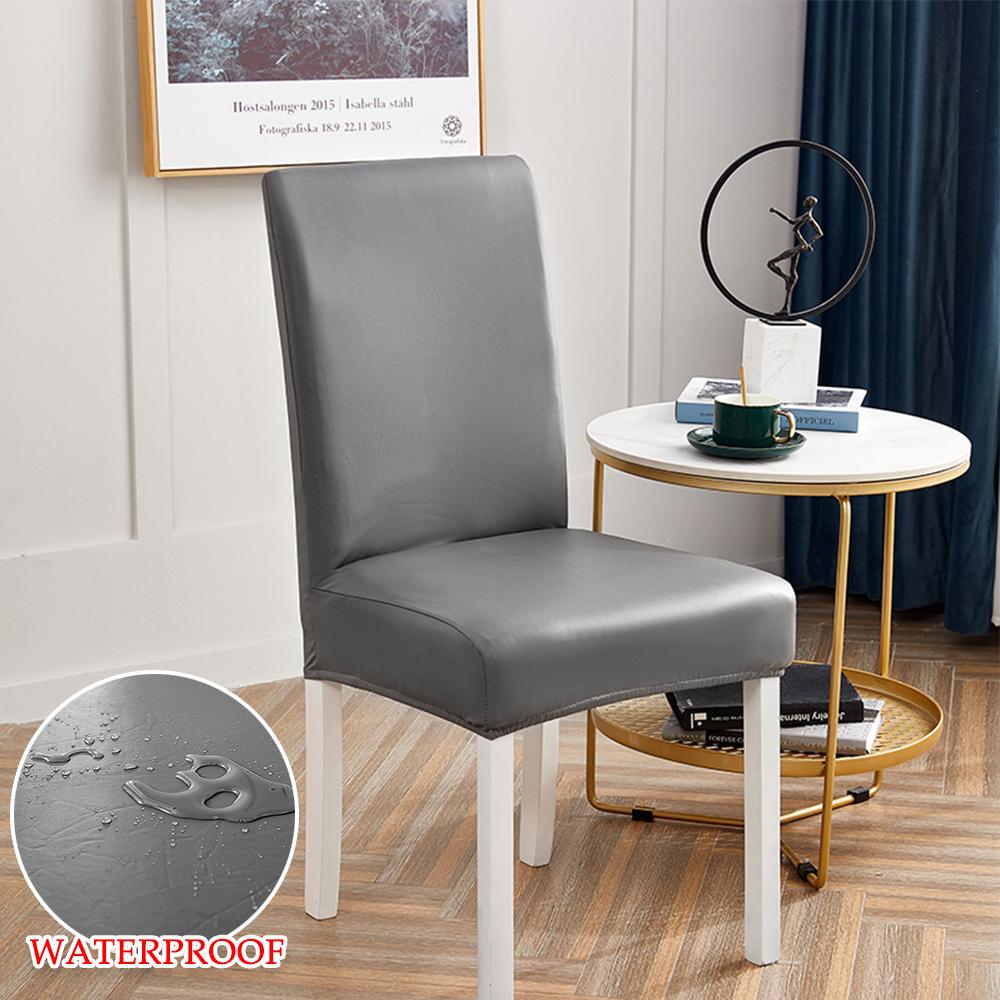 1Pc Imitation Leather Dining Chair Cover Waterproof Chair Slipcovers For El Dining Room Office Banquet House Home Decor