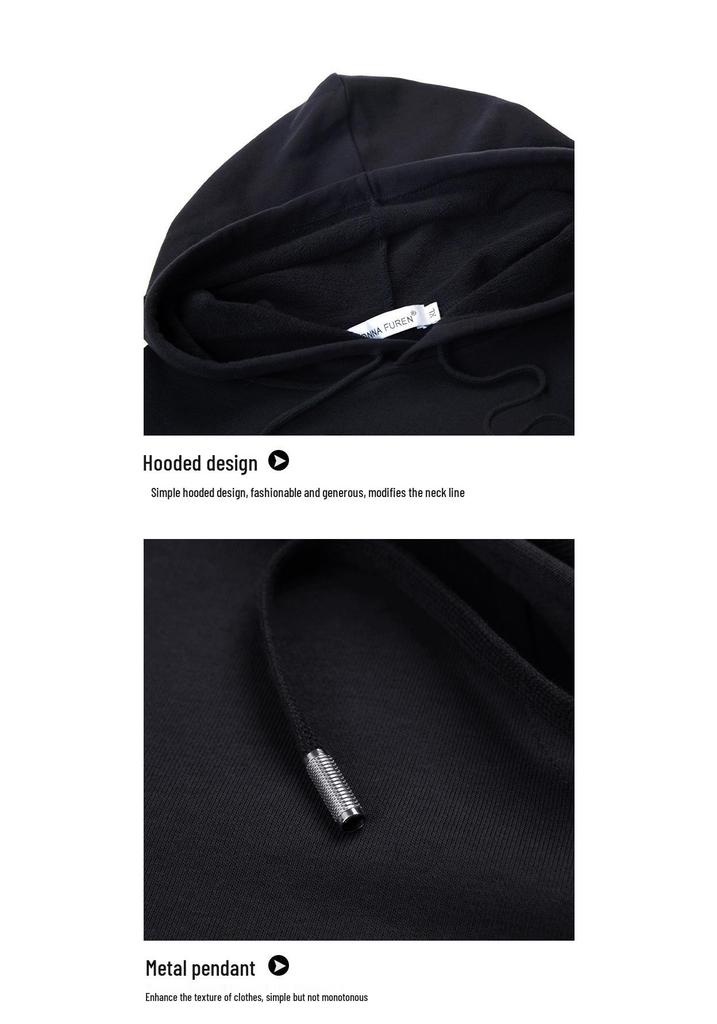 Women's Mid-Length Velvet Hoodie - Plus Size, Slimming, Buttocks-Covering, Suitable for Spring, Autumn, Winter