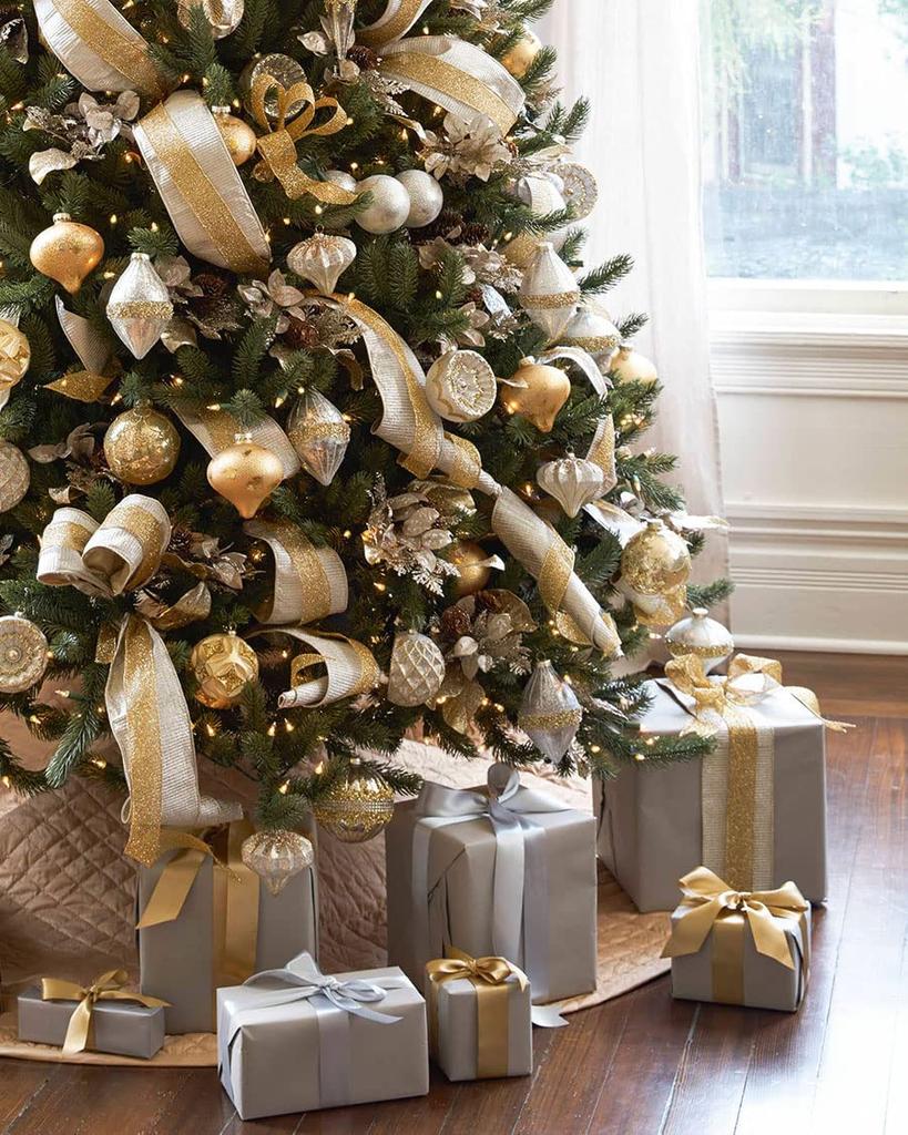 Hanakaze Luxurious Set of Christmas 10 Different Stylish and Gorgeous Gold Perfect for DIY Christmas Decorating and Adding a New 100-Piece