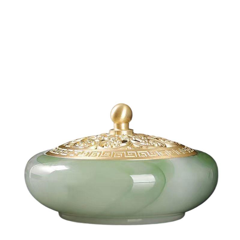 

Роскошный Золотой Лотос Подставка для благовоний Нефритовое Стекло Аромадиффузор для Дома Медитации Йоги Дзен Деко