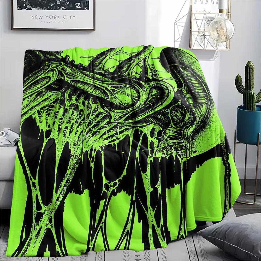 Green Mucus Reaper Print Flannel Blanket,High quality Comfortable for All Seasons,Home Decor,Warmth and Comfort,Perfect for Christmas Gifts