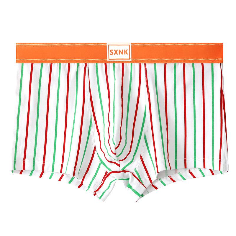 

Мужские сексуальные полосатые трусы, свободное комфортное нижнее белье, мягкие плавки-шорты с мешочком, трусы-шорты M зелёный/красный