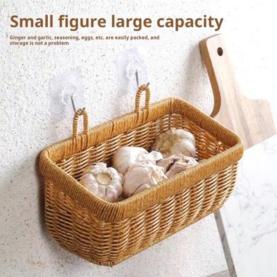 Pletený úložný koš nástěnný organizér na zeleninu prodyšný design velká kapacita