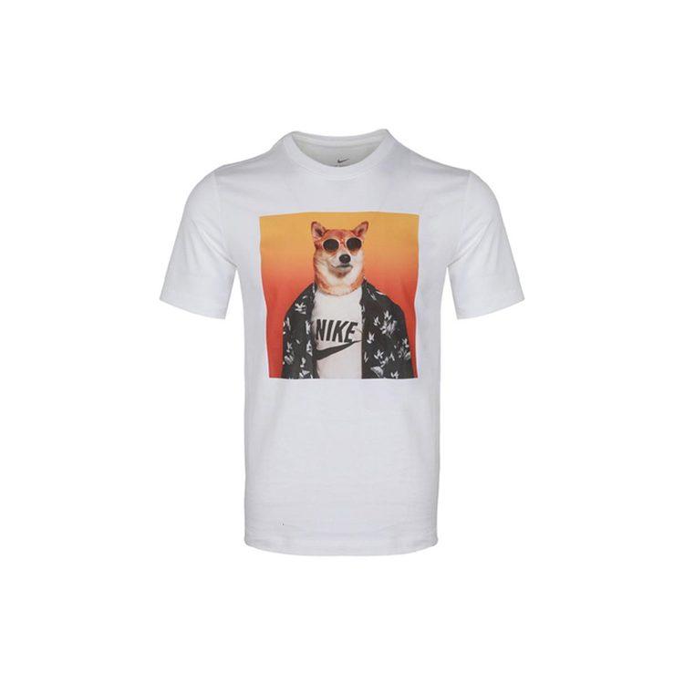 Nike T Shirts Men's White Crew Neck Moderate Straight Fit CT6313-100